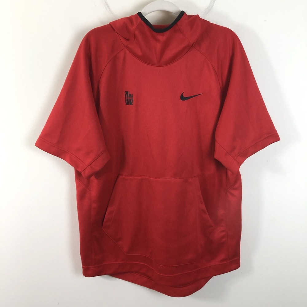 Nike Dri-Fit Basketball Short Sleeve Shirt Hoodie Sz Large Red Active